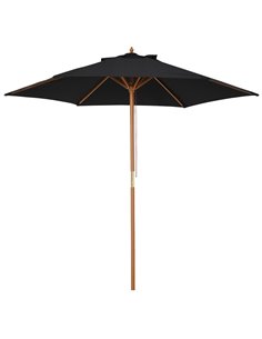 Outsunny 2.5m Wood Garden Parasol, Umbrella Canopy, Black 84D-056BK