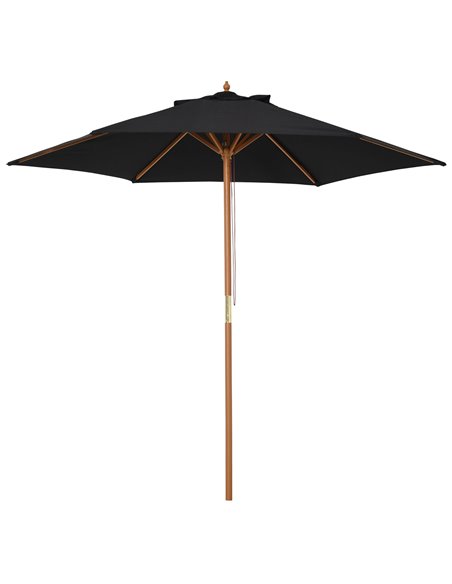 Outsunny 2.5m Wood Garden Parasol, Umbrella Canopy, Black 84D-056BK - pic 49345 | FastDaddyshop
