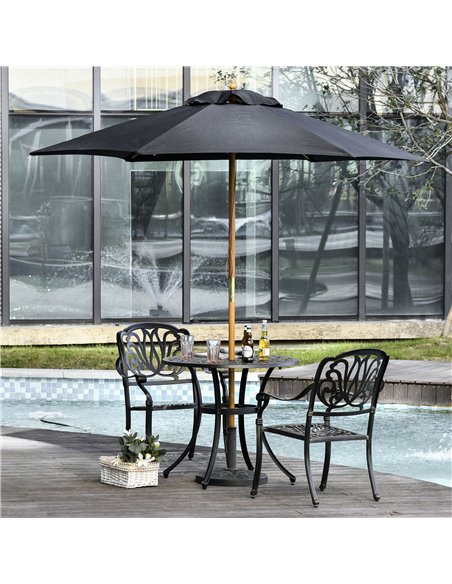 Outsunny 2.5m Wood Garden Parasol Sun Shade Patio Outdoor Wooden Umbrella Canopy Black 84D-056BK - pic 49346 | FastDaddyshop