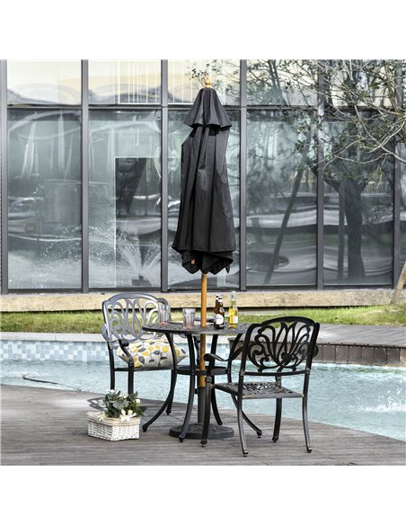 Outsunny 2.5m Wood Garden Parasol Sun Shade Patio Outdoor Wooden Umbrella Canopy Black 84D-056BK - pic 49353 | FastDaddyshop