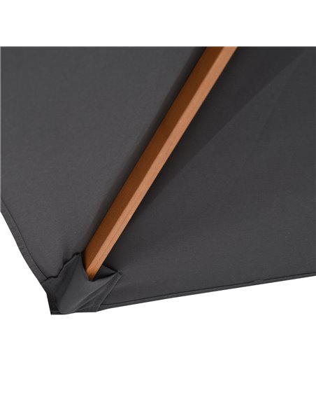 Outsunny Wooden Garden Parasol Umbrella Outdoor Sun Shade Canopy, Dark Grey，2 x 3m 84D-057CG - pic 49361 | FastDaddyshop