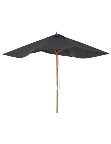 Outsunny Wooden Garden Parasol Umbrella Outdoor Sun Shade Canopy, Dark Grey，2 x 3m 84D-057CG