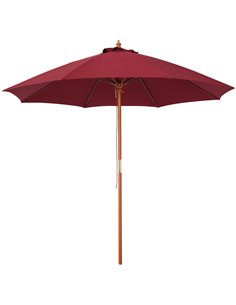 Outsunny 2.5m Wood Garden Parasol with Top Vent, Wine Red 84D-097WR