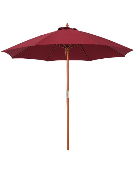 Outsunny 2.5m Wood Garden Parasol with Top Vent, Wine Red 84D-097WR - pic 49363 | FastDaddyshop