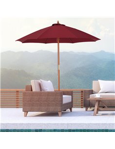 Outsunny 2.5m Wood Garden Parasol with Top Vent, Wine Red 84D-097WR 2