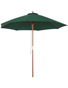 Outsunny 2.5m Wood Garden Parasol with Top Vent, Dark Green 84D-097GN