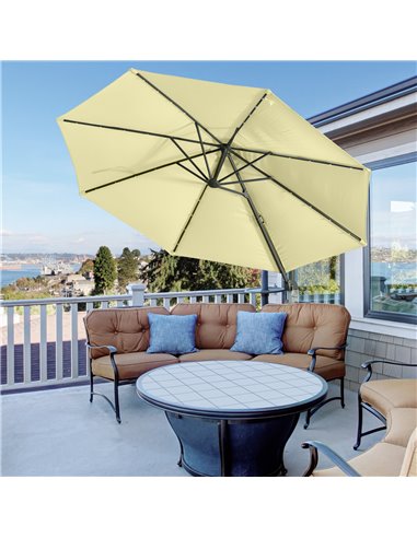 Outsunny 3 meter Patio Offset Roma Parasol Garden Umbrella Cantilever Hanging Sun Shade Canopy Shelter 360° Rotation with Cross 