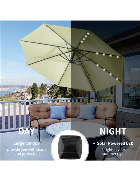 Outsunny 3 meter Patio Offset Roma Parasol Garden Umbrella Cantilever Hanging Sun Shade Canopy Shelter 360° Rotation with Cross  - pic 49386 | FastDaddyshop
