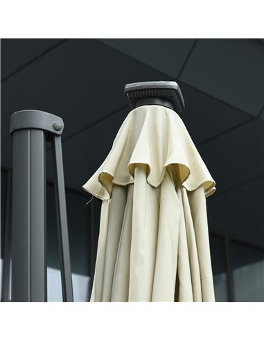 Outsunny 3 meter Patio Offset Roma Parasol Garden Umbrella Cantilever Hanging Sun Shade Canopy Shelter 360° Rotation with Cross 