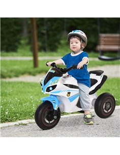HOMCOM Kids Ride-On Police Bike 3-Wheel Vehicle w/ Music Lights Safe Seat Handlebars Toddler NO POWER Child Learning Fun Develop