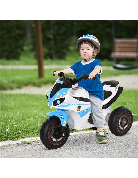 HOMCOM Kids Ride-On Police Bike 3-Wheel Vehicle w/ Music Lights Safe Seat Handlebars Toddler NO POWER Child Learning Fun Develop - pic 4939 | FastDaddyshop