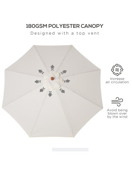 Outsunny 2.5m Wood Garden Parasol Sun Shade Patio Outdoor Market Umbrella Canopy with Top Vent, Cream White 84D-097CW - pic 49393 | FastDaddyshop