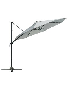 Outsunny 3(m) Cantilever Roma Parasol with LED Solar Light, Grey 84D-099GY