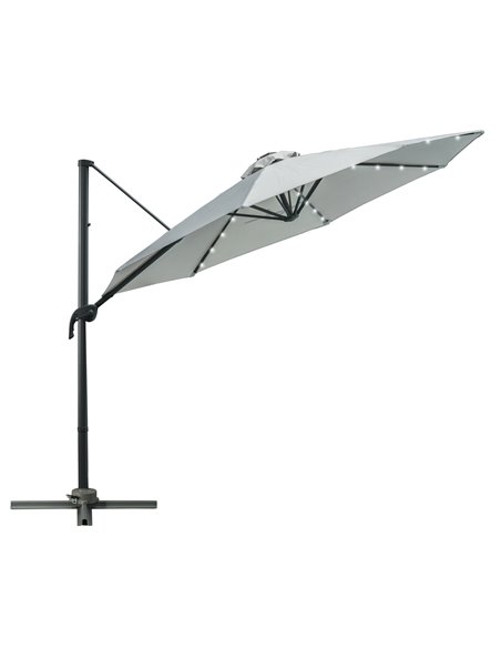 Outsunny 3(m) Cantilever Roma Parasol with LED Solar Light, Grey 84D-099GY - pic 49399 | FastDaddyshop