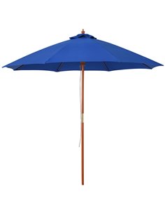 Outsunny 2.5m Wood Garden Parasol with Top Vent, Blue 84D-097BU