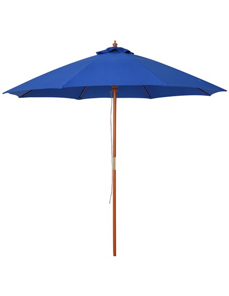 Outsunny 2.5m Wood Garden Parasol with Top Vent, Blue 84D-097BU - pic 49408 | FastDaddyshop