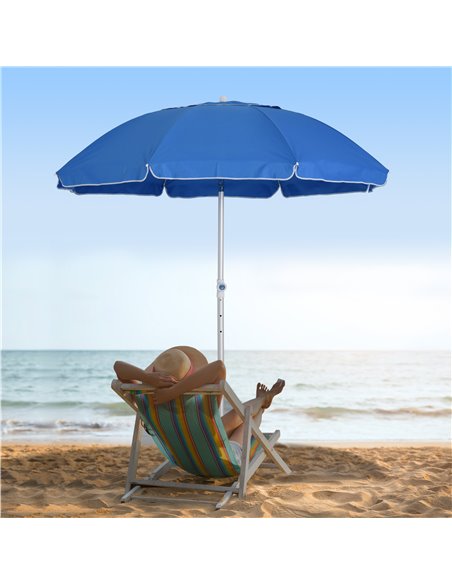 Outsunny Arc. 1.9m Beach Umbrella with Pointed Design Adjustable Tilt Carry Bag for Outdoor Patio Blue 84D-092BU - pic 49418 | FastDaddyshop