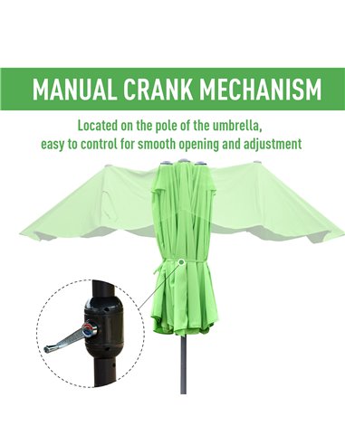 Outsunny 4.6m Garden Parasol Double-Sided Sun Umbrella Patio Market Shelter Canopy Shade Outdoor with Cross Base – Green 84D-031