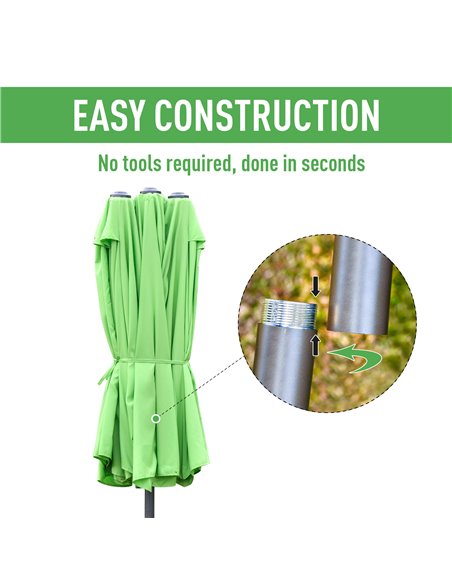 Outsunny 4.6m Garden Parasol Double-Sided Sun Umbrella Patio Market Shelter Canopy Shade Outdoor with Cross Base – Green 84D-031 - pic 49431 | FastDaddyshop