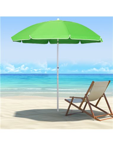 Outsunny Arc. 1.9m Beach Umbrella with Pointed Design Adjustable Tilt Carry Bag for Outdoor Patio Green 84D-092GN
