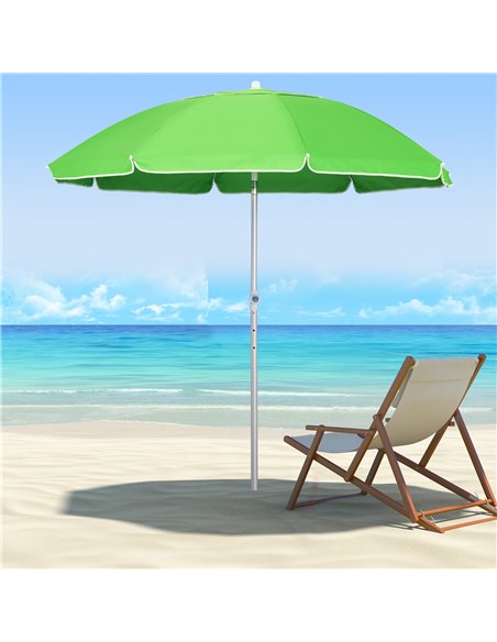 Outsunny Arc. 1.9m Beach Umbrella with Pointed Design Adjustable Tilt Carry Bag for Outdoor Patio Green 84D-092GN - pic 49436 | FastDaddyshop