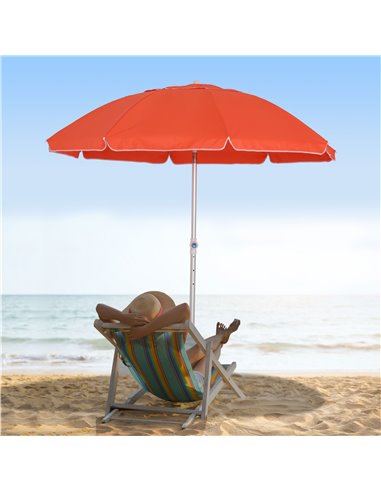 Outsunny Arc. 1.9m Beach Umbrella with Pointed Design Adjustable Tilt Carry Bag for Outdoor Patio Orange 84D-092OG