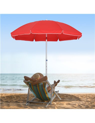 Outsunny 1.9m Arced Beach Umbrella 3-Angle Canopy Parasol w/ Aluminium Frame Pointed Spike Carry Bag Outdoor Sun Safe Shelter Pa