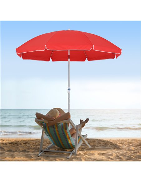Outsunny 1.9m Arced Beach Umbrella 3-Angle Canopy Parasol w/ Aluminium Frame Pointed Spike Carry Bag Outdoor Sun Safe Shelter Pa - pic 49454 | FastDaddyshop