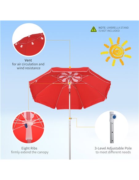 Outsunny 1.9m Arced Beach Umbrella 3-Angle Canopy Parasol w/ Aluminium Frame Pointed Spike Carry Bag Outdoor Sun Safe Shelter Pa - pic 49457 | FastDaddyshop