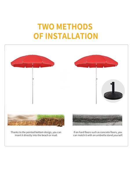 Outsunny 1.9m Arced Beach Umbrella 3-Angle Canopy Parasol w/ Aluminium Frame Pointed Spike Carry Bag Outdoor Sun Safe Shelter Pa - pic 49459 | FastDaddyshop