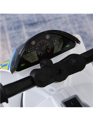 HOMCOM Kids Ride-On Police Bike 3-Wheel Vehicle w/ Music Lights Safe Seat Handlebars Toddler NO POWER Child Learning Fun Develop
