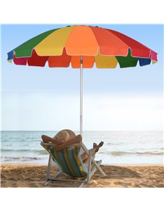 Outsunny Arc. 2.4m Beach Umbrella with Carry Bag, Multicolor 84D-090 2