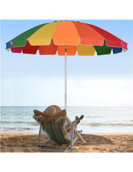 Outsunny Arc. 2.4m Beach Umbrella with Carry Bag, Multicolor 84D-090 - pic 49463 | FastDaddyshop