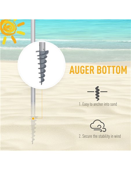 Outsunny Arc. 2.4m Beach Umbrella with Sand Anchor Adjustable Tilt Carry Bag for Outdoor Patio Multicolor 84D-090 - pic 49468 | FastDaddyshop
