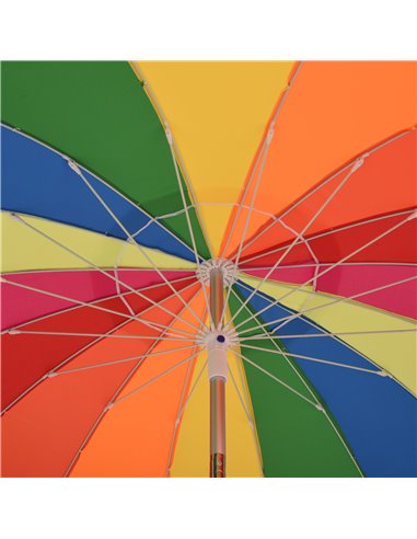 Outsunny Arc. 2.4m Beach Umbrella with Sand Anchor Adjustable Tilt Carry Bag for Outdoor Patio Multicolor 84D-090