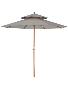 Outsunny 2.7 m Double Tier Outdoor Patio Garden Sun Umbrella, Grey 840-025GY