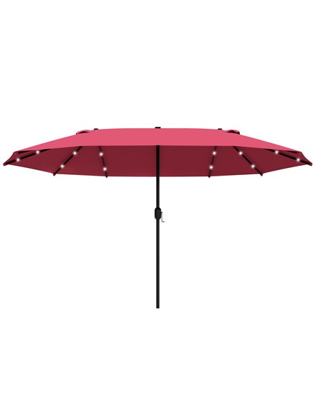 Outsunny 4.4m Double-Sided Sun Umbrella with LED Solar Light, Wine Red 84D-106WR - pic 49480 | FastDaddyshop