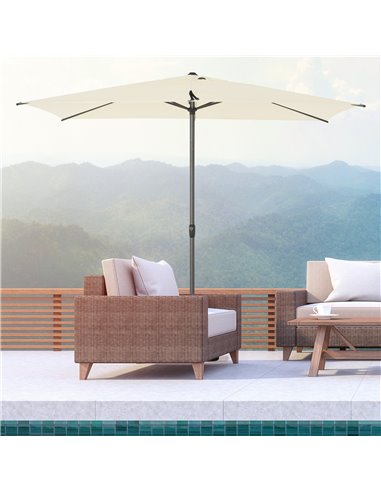 Outsunny 3 x 2M Sun Parasols Umbrellas Garden Patio, Beige 84D-126BG