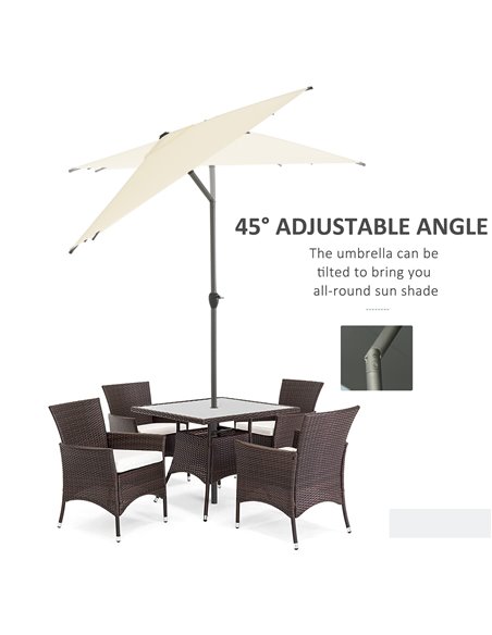 Outsunny 3 x 2M Sun Parasols Umbrellas Garden Patio Tilt Sun Shade Outdoor Canopy Crank Aluminium, Beige 84D-126BG - pic 49492 | FastDaddyshop