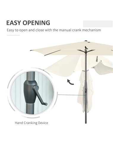 Outsunny 3 x 2M Sun Parasols Umbrellas Garden Patio Tilt Sun Shade Outdoor Canopy Crank Aluminium, Beige 84D-126BG