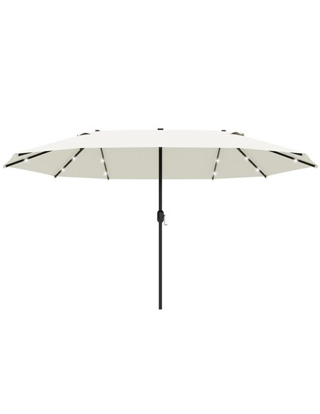 Outsunny 4.4m Double-Sided Sun Umbrella with LED Solar Light, Cream White 84D-106CW - pic 49498 | FastDaddyshop