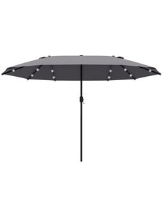 Outsunny 4.4m Double-Sided Sun Umbrella with LED Solar Light, Dark Grey 84D-106CG