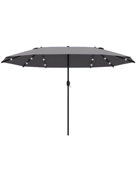 Outsunny 4.4m Double-Sided Sun Umbrella with LED Solar Light, Dark Grey 84D-106CG - pic 49507 | FastDaddyshop