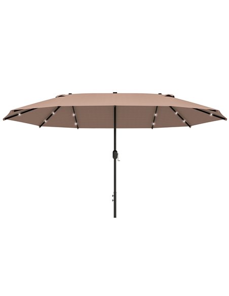 Outsunny 4.4m Double-Sided Sun Umbrella with LED Solar Light, Khaki 84D-106CF - pic 49516 | FastDaddyshop