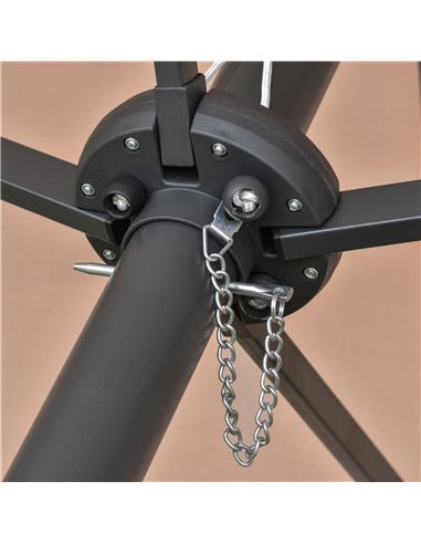 Outsunny Garden Parasol 4.4m Double-Sided Sun Umbrella Patio Sun Shade Outdoor with LED Solar Light , Khaki 84D-106CF