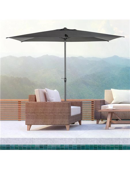 Outsunny 3 x 2m Garden Parasol Patio Sun Umbrella Canopy Rectangular Sun Shade Aluminium Crank Tilt Mechanism, Dark Grey 84D-126 - pic 49526 | FastDaddyshop