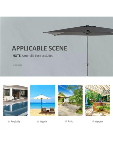 Outsunny 3 x 2m Garden Parasol Patio Sun Umbrella Canopy Rectangular Sun Shade Aluminium Crank Tilt Mechanism, Dark Grey 84D-126 - pic 49531 | FastDaddyshop