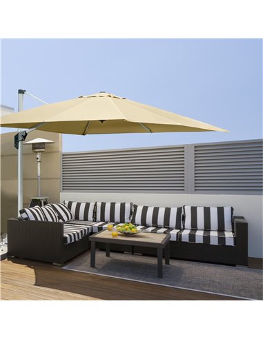 Outsunny 3 x 3(m) Cantilever Roma Parasol with Aluminum Frame Crank & Tilt, 360°Rotating Garden Umbrella 250g Polyester SunShade