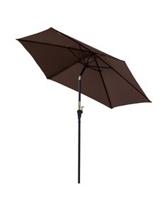 Outsunny 2.7M Parasol Patio Tilt Umbrella with Crank, Coffee 84D-032CF