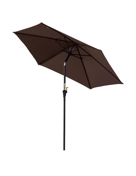 Outsunny 2.7M Parasol Patio Tilt Umbrella with Crank, Coffee 84D-032CF - pic 49561 | FastDaddyshop
